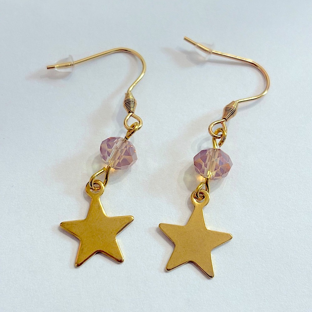 Dreamer gold plated star charm hook dangle earrings champagne women’s
